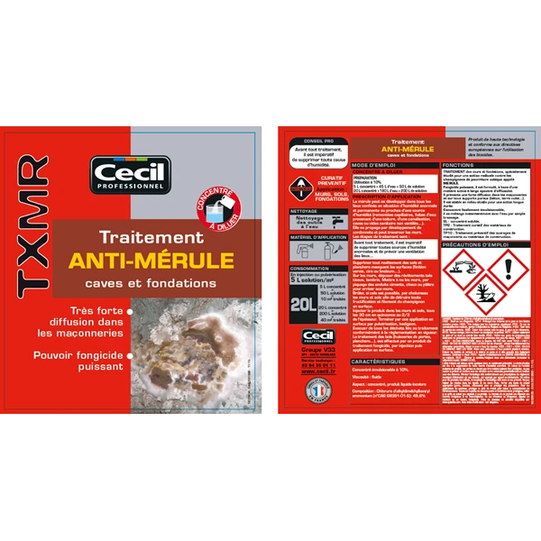 Peinture Vernis Préparation De Support Traitement Fongicide Anti-mérule Caves Fondations TXMR Cecil Pro 20L 2 Peinture Vernis Préparation De Support Traitement Fongicide Anti-mérule Caves Fondations TXMR Cecil Pro 20L – Image 2