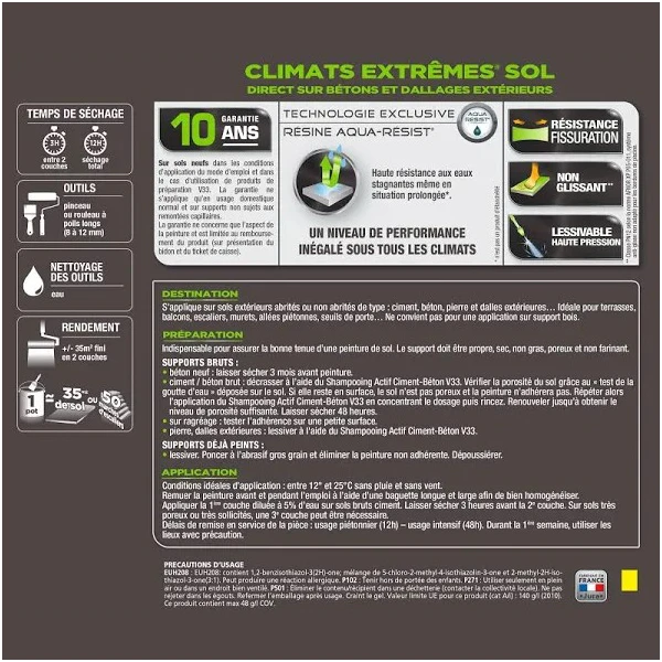 Peinture Sols Extérieurs V33 Climats Extrêmes Carbone Satin Pot 500ml 2 Peinture Sols Extérieurs V33 Climats Extrêmes Carbone Satin Pot 500ml – Image 2
