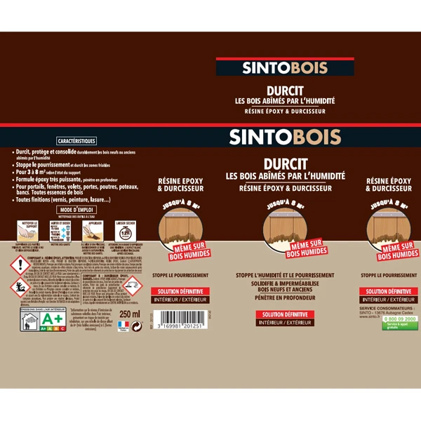 Mastic Et Préparation Support Durcisseur SintoBois Bois Abîmés Résine époxy Durcisseur Sinto 250gr 2 Mastic Et Préparation Support Durcisseur SintoBois Bois Abîmés Résine époxy Durcisseur Sinto 250gr – Image 2
