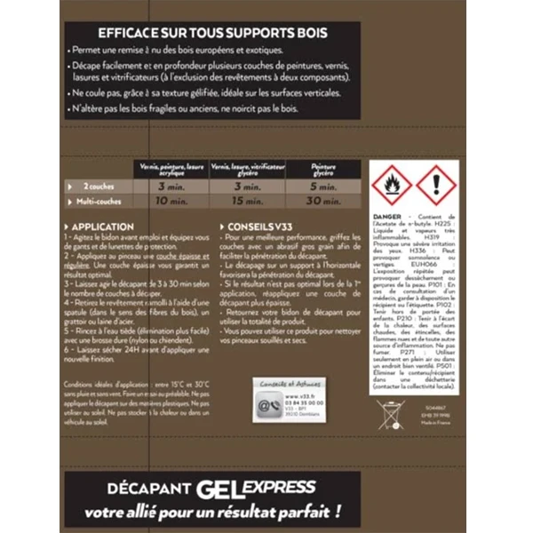 Traitement Du Bois Décapant Gel Express Bois Lasures Vernis Peintures V33 1 L 5 Traitement Du Bois Décapant Gel Express Bois Lasures Vernis Peintures V33 1 L – Image 5