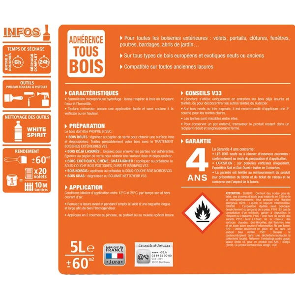 Lasure Pour Bois Lasure Classique V33 Bois Neufs Anciens Chêne Naturel Satin 1L 5 Lasure Pour Bois Lasure Classique V33 Bois Neufs Anciens Chêne Naturel Satin 1L – Image 5