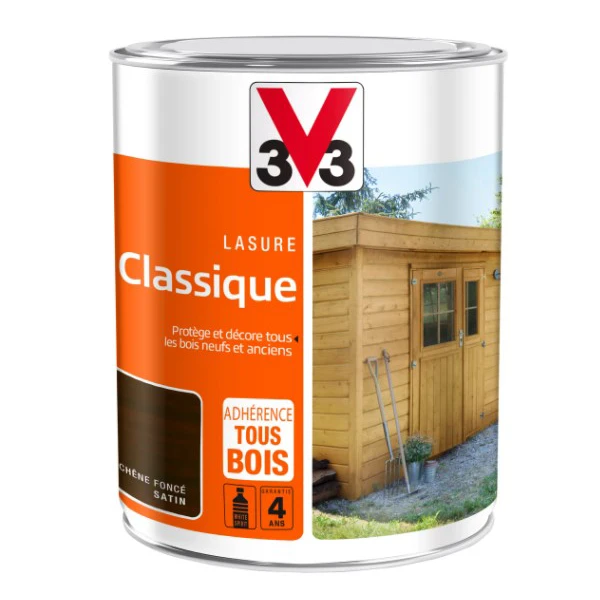 Lasure Pour Bois Lasure Classique V33 Bois Neufs Anciens Tenue 4 Ans Chêne Foncé Satin 1L 4 Lasure Pour Bois Lasure Classique V33 Bois Neufs Anciens Tenue 4 Ans Chêne Foncé Satin 1L – Image 4
