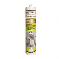 Mastic Pu Mastic Colle MS Polymère High Tack Edia Support Humide 290 Ml Blanc