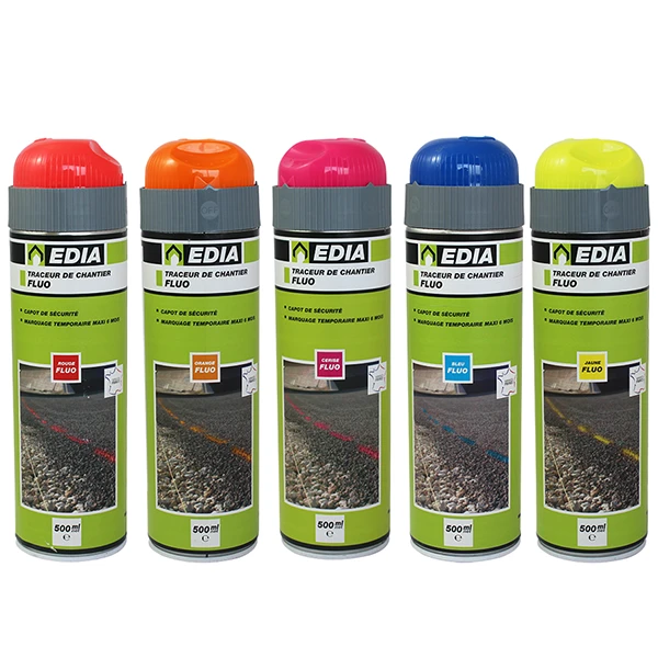 Peinture Traceur De Chantier Edia Fluo Temporaire Rouge 6 Mois 500 ML 3 Peinture Traceur De Chantier Edia Fluo Temporaire Rouge 6 Mois 500 ML – Image 3