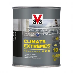 Peintures Antirouille Et Spéciales Fer Peinture Fer Anti-rouille V33 Climats Extrêmes Noir Mat 250ml -Chimique Soldes Boutique peinture fer speciale climats extremes v33 aspect mat couleur noir pot de 0 25 litres