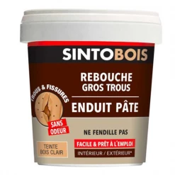 Sinto Mastic Et Préparation Support Enduit De Rebouchage Trous Et Fissures Bois - Teinte Bois Clair - Pot De 2 Kg