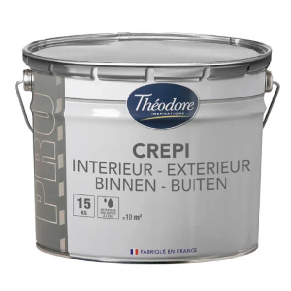 Theodore Peintures Peinture Pour Façade Crépi Décoratif Pour Intérieur Et Extérieur - Coloris Blanc - Seau De 15 Kg 1 Theodore Peintures Peinture Pour Façade Crépi Décoratif Pour Intérieur Et Extérieur - Coloris Blanc - Seau De 15 Kg