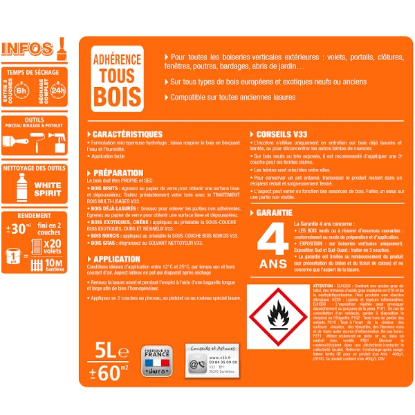 Lasure Pour Bois Lasure Classique V33 Bois Neufs Anciens Tenue 4 Ans Chêne Clair Satin 1L 4 Lasure Pour Bois Lasure Classique V33 Bois Neufs Anciens Tenue 4 Ans Chêne Clair Satin 1L – Image 4