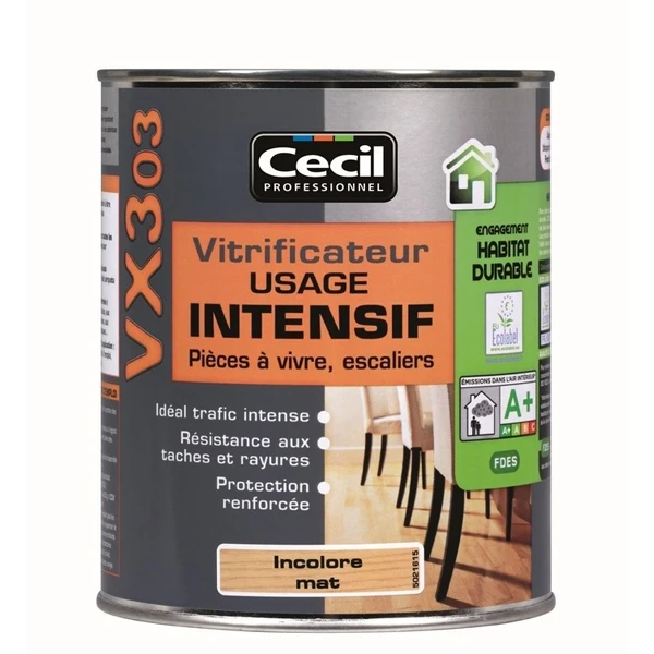 Vernis Bois Vitrificateur Parquet VX303 Cecil Usage Intensif Satiné Incolore 2,5L 1 Vernis Bois Vitrificateur Parquet VX303 Cecil Usage Intensif Satiné Incolore 2,5L